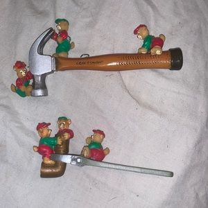 Vintage Craftsman Holiday Christmas Tree Ornaments Hammer and wrench Lot